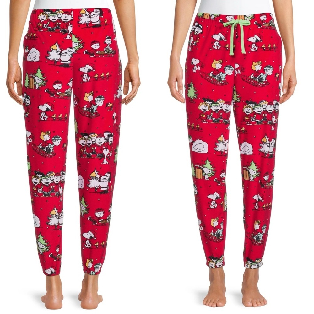 Peanuts Christmas Plush Joggers Pajama Pants - Picture 2 of 6